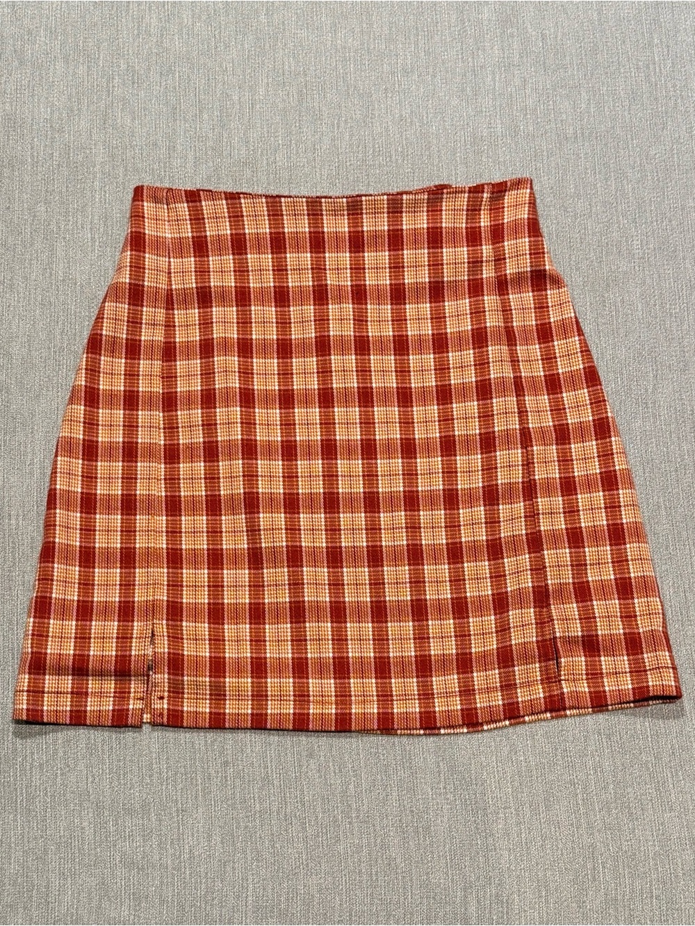 Brandy Melville Plaid Mini Skirt in Rust and Cream